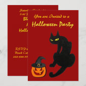 ZWARTE KAT HALLOWEEN FEESTJE KAART (Voorkant / Achterkant)