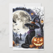 Zwarte Kat Halloween Feestje  Kaart (Achterkant)
