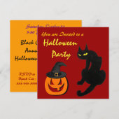 ZWARTE KAT HALLOWEEN FEESTJE KAART (Voorkant / Achterkant)