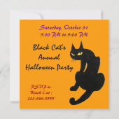 ZWARTE KAT HALLOWEEN FEESTJE KAART (Achterkant)