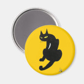 ZWARTE KAT HALLOWEEN FEESTJE MAGNEET (Voorkant / Achterkant)