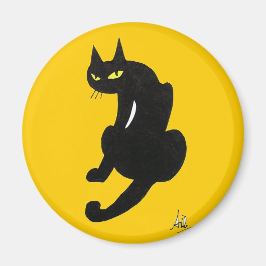ZWARTE KAT HALLOWEEN FEESTJE MAGNEET (Voorkant)