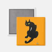 ZWARTE KAT HALLOWEEN FEESTJE MAGNEET (Voorkant / Achterkant)