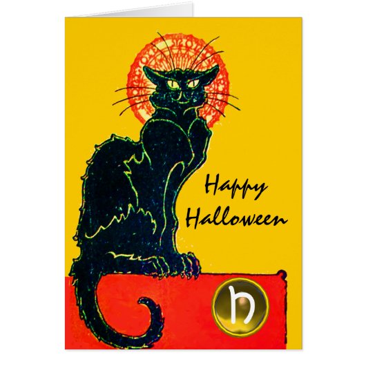 ZWARTE KAT HALLOWEEN FEESTJE MONOGRAM (Voorkant)