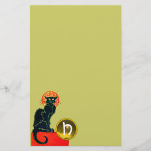 ZWARTE KAT HALLOWEEN FEestJE MONOGRAM Briefpapier