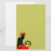 ZWARTE KAT HALLOWEEN FEestJE MONOGRAM Briefpapier (Voorkant / Achterkant)
