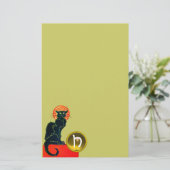 ZWARTE KAT HALLOWEEN FEestJE MONOGRAM Briefpapier (Staand voorkant)