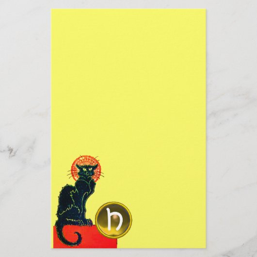 ZWARTE KAT HALLOWEEN FEESTJE MONOGRAM BRIEFPAPIER (Voorkant)