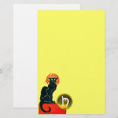 ZWARTE KAT HALLOWEEN FEESTJE MONOGRAM BRIEFPAPIER (Voorkant / Achterkant)