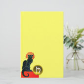 ZWARTE KAT HALLOWEEN FEESTJE MONOGRAM BRIEFPAPIER (Staand voorkant)
