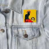 ZWARTE KAT HALLOWEEN FEESTJE MONOGRAM VIERKANTE BUTTON 5,1 CM (In situ)