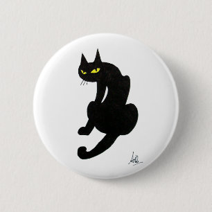 ZWARTE KAT HALLOWEEN FEESTJE RONDE BUTTON 5,7 CM