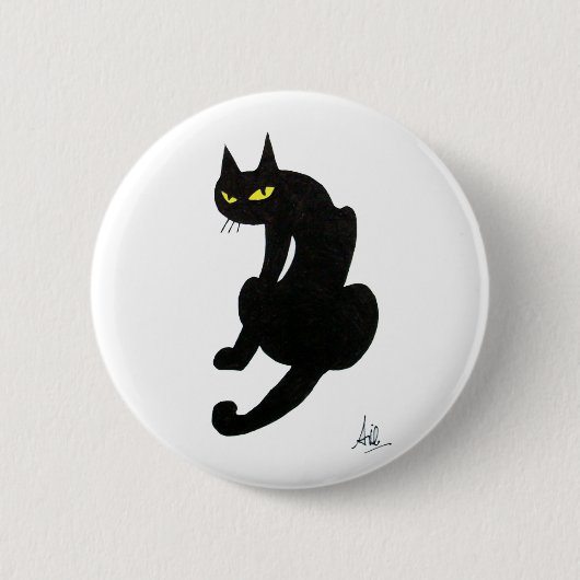ZWARTE KAT HALLOWEEN FEESTJE RONDE BUTTON 5,7 CM (Voorkant)
