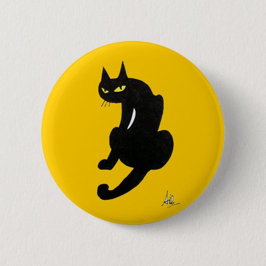 ZWARTE KAT HALLOWEEN FEESTJE RONDE BUTTON 5,7 CM (Voorkant)