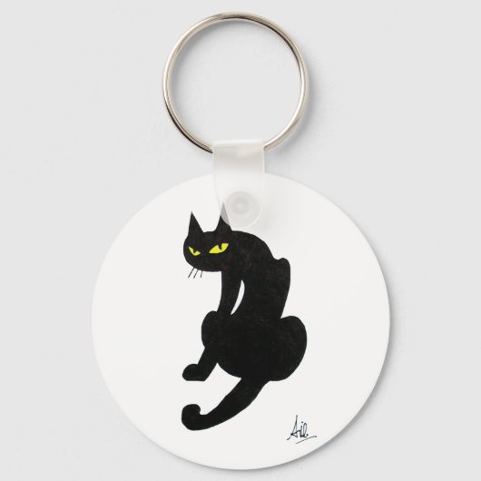 ZWARTE KAT HALLOWEEN FEESTJE SLEUTELHANGER (Voorkant)