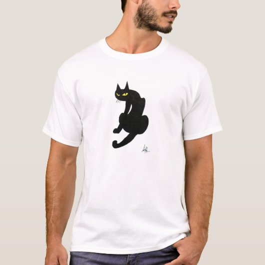 ZWARTE KAT HALLOWEEN FEESTJE T-SHIRT (Voorkant)