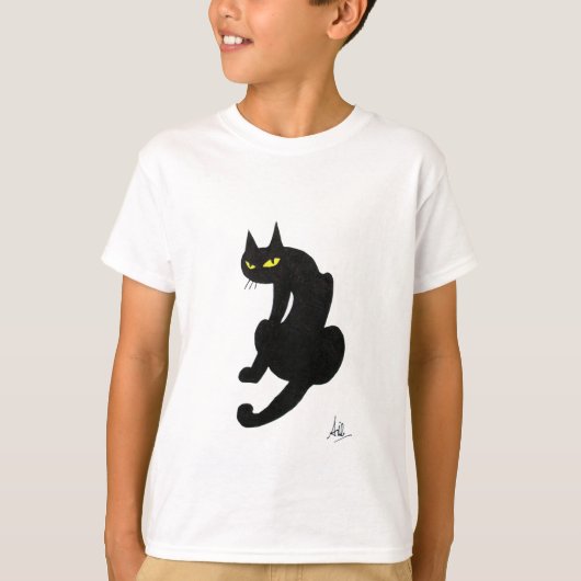 ZWARTE KAT HALLOWEEN FEESTJE T-SHIRT (Voorkant)