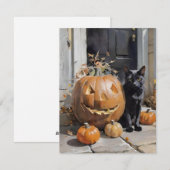 Zwarte Kat Halloween G Feestdagenkaart (Voorkant / Achterkant)