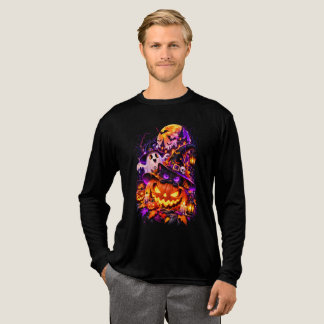 Zwarte Kat Halloween Geest  Tri-Blend Shirt