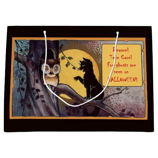  zwarte kat Halloween Gift Bag Groot Cadeauzakje (Voorkant)