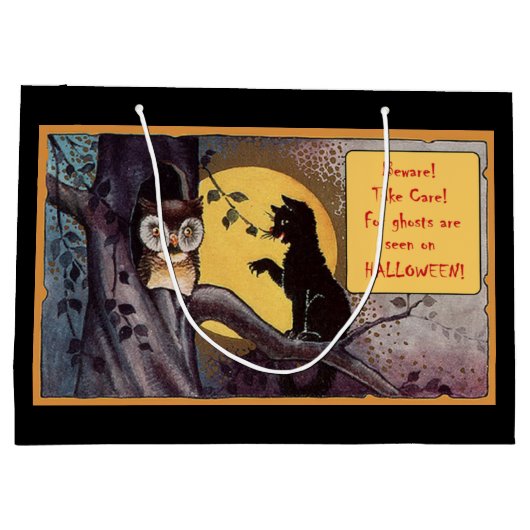  zwarte kat Halloween Gift Bag Groot Cadeauzakje (Achterkant)