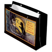  zwarte kat Halloween Gift Bag Groot Cadeauzakje (Voorkant Gekanteld)