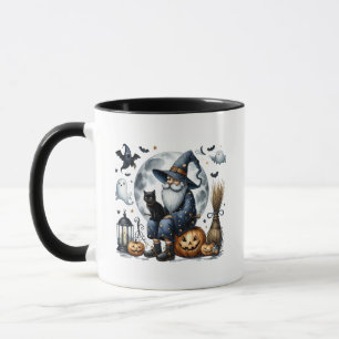 Zwarte kat Halloween Gnome Mok