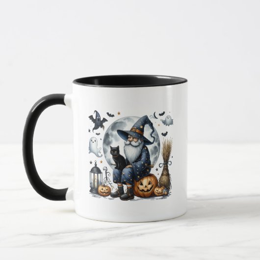 Zwarte kat Halloween Gnome Mok (Links)