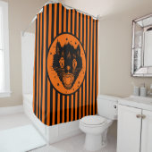 zwarte kat-halloween-gordijn van 1920 douchegordijn (In situ)