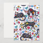  zwarte kat Halloween Gothic Floral Feestdagenkaart (Voorkant / Achterkant)