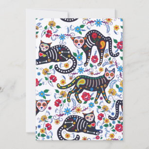 zwarte kat Halloween Gothic Floral Feestdagenkaart