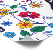  zwarte kat Halloween Gothic Floral Poster (Hoek)