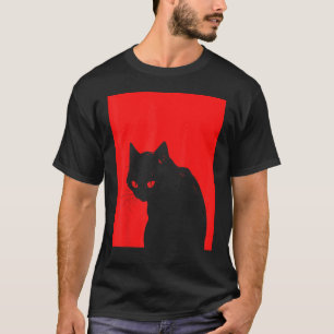 Zwarte Kat Halloween Griezelig Enge Seizoen Poes H T-shirt