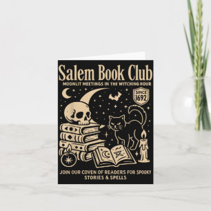 Zwarte Kat Halloween Heks Boek Club Design Kaart