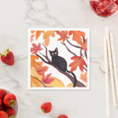 Zwarte kat Halloween Herfst Herfst Servet (Insitu)