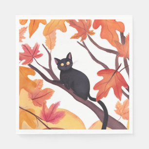 Zwarte Kat Halloween Herfst Servet