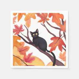 Zwarte Kat Halloween Herfst Servet