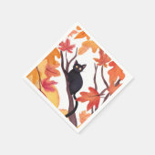 Zwarte Kat Halloween Herfst Servet (Hoek)