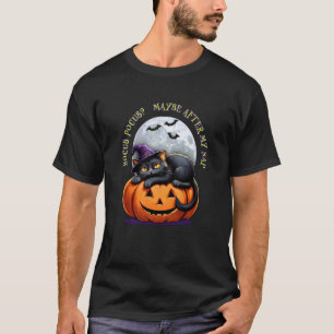 Zwarte Kat Halloween Hocus Pocus Grappige Pompoen T-shirt