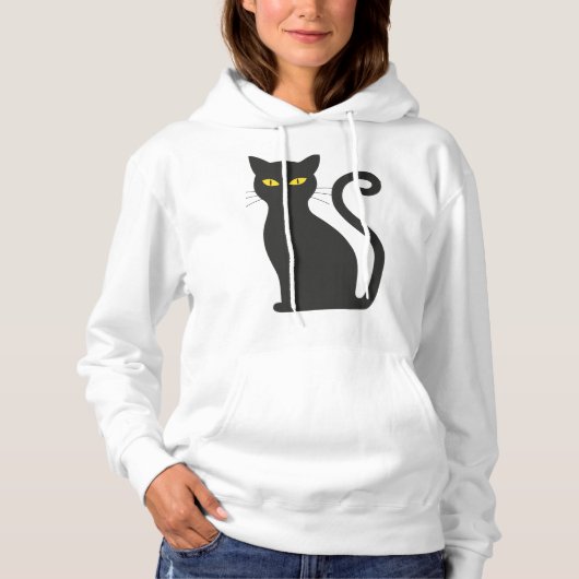 Zwarte kat Halloween Hoodie (Voorkant)