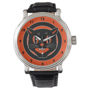  zwarte kat Halloween Horloge