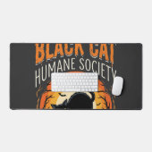 Zwarte Kat Halloween Humane Samenleving Vintage Gr Bureaumat (Keyboard & Muis)