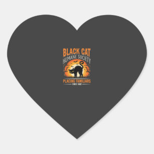 Zwarte Kat Halloween Humane Samenleving Vintage Gr Hart Sticker