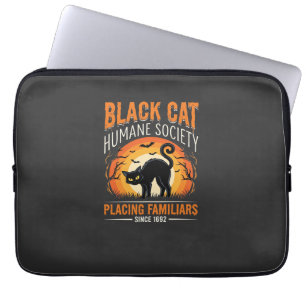 Zwarte Kat Halloween Humane Samenleving Vintage Gr Laptop Sleeve