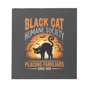 Zwarte Kat Halloween Humane Samenleving Vintage Gr Notitieblok