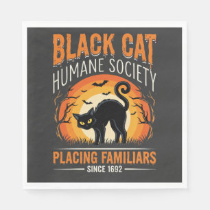 Zwarte Kat Halloween Humane Samenleving Vintage Gr Servet