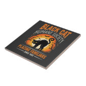 Zwarte Kat Halloween Humane Samenleving Vintage Gr Tegeltje (Zijkant)