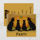 Zwarte Kat Halloween Kaart (Voorkant / Achterkant)