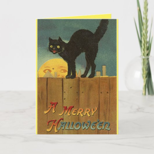  zwarte kat Halloween Kaart (Voorkant)