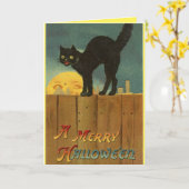  zwarte kat Halloween Kaart (Gele Bloem)